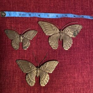 Vintage Brass Metal Butterfly Wall Decor Set - Decorative Home Accent
